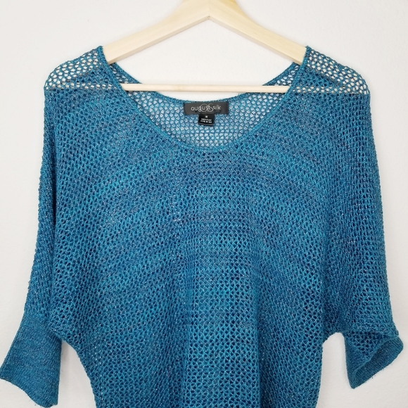 August Silk See-through Knit Mesh Tunic Sweater - Picture 2 of 10